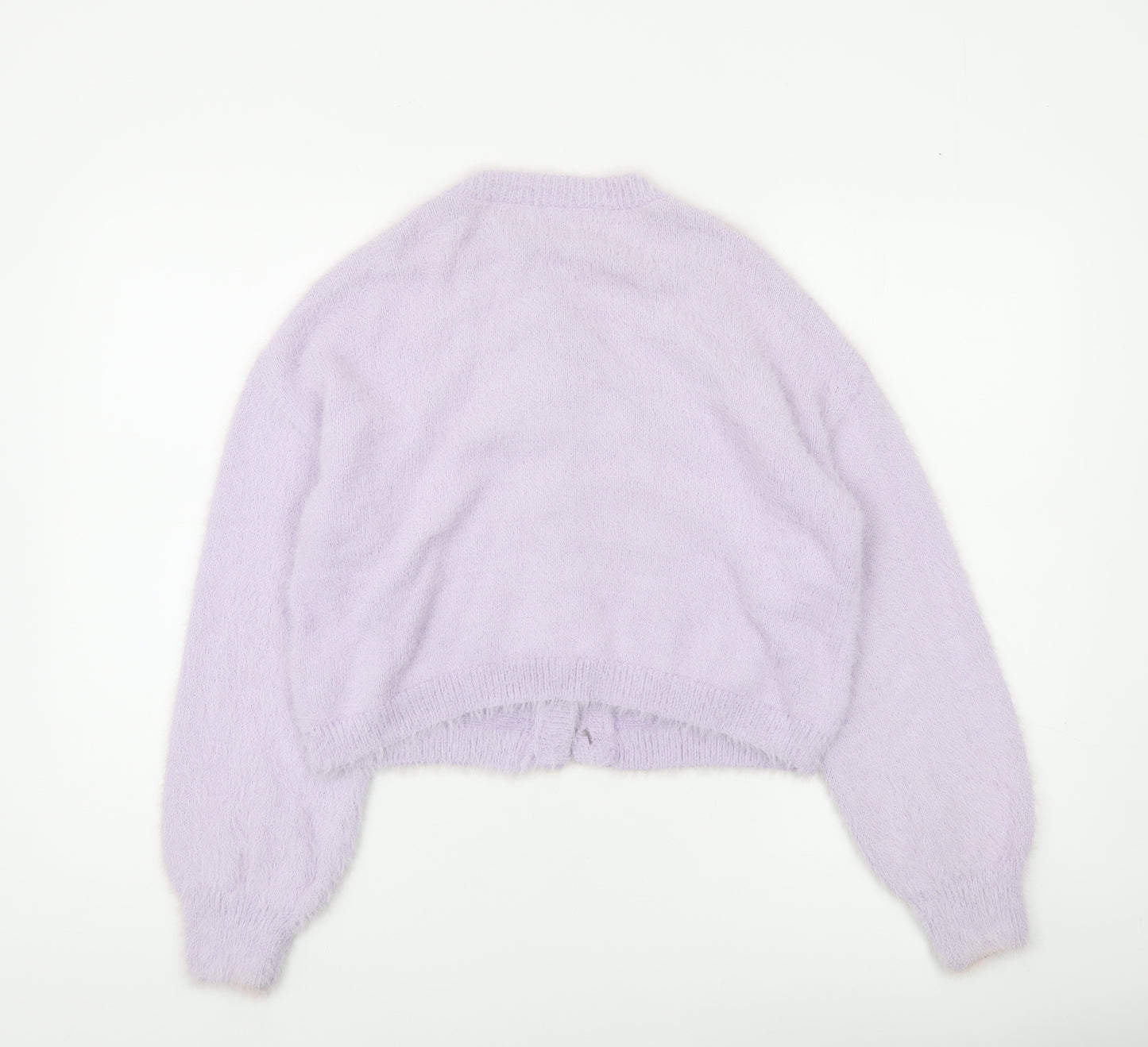 Stradivarius Women's Purple XS Crew Neck Button Cardigan