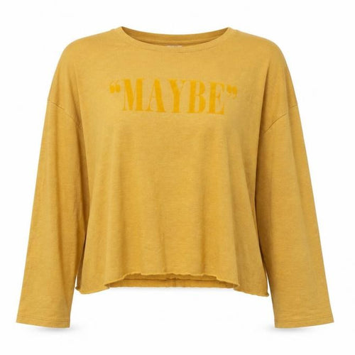 Bershka Women’s Yellow Long Sleeve Relaxed Fit Quote T-Shirt Size L