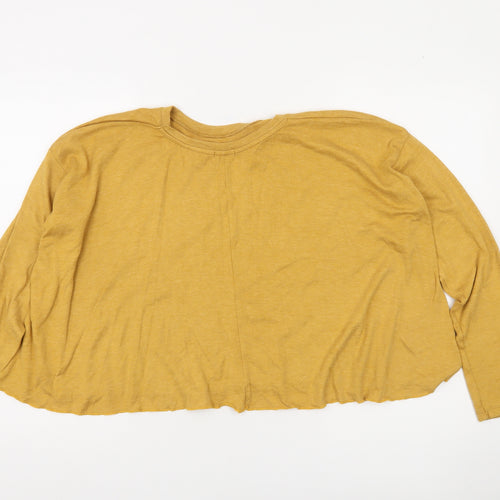Bershka Women’s Yellow Long Sleeve Relaxed Fit Quote T-Shirt Size L