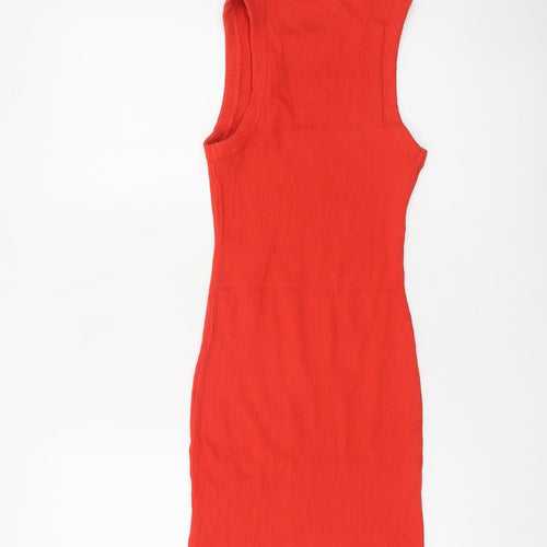 Bershka Women Red Sleeveless Bodycon Knit Mini Dress Size S