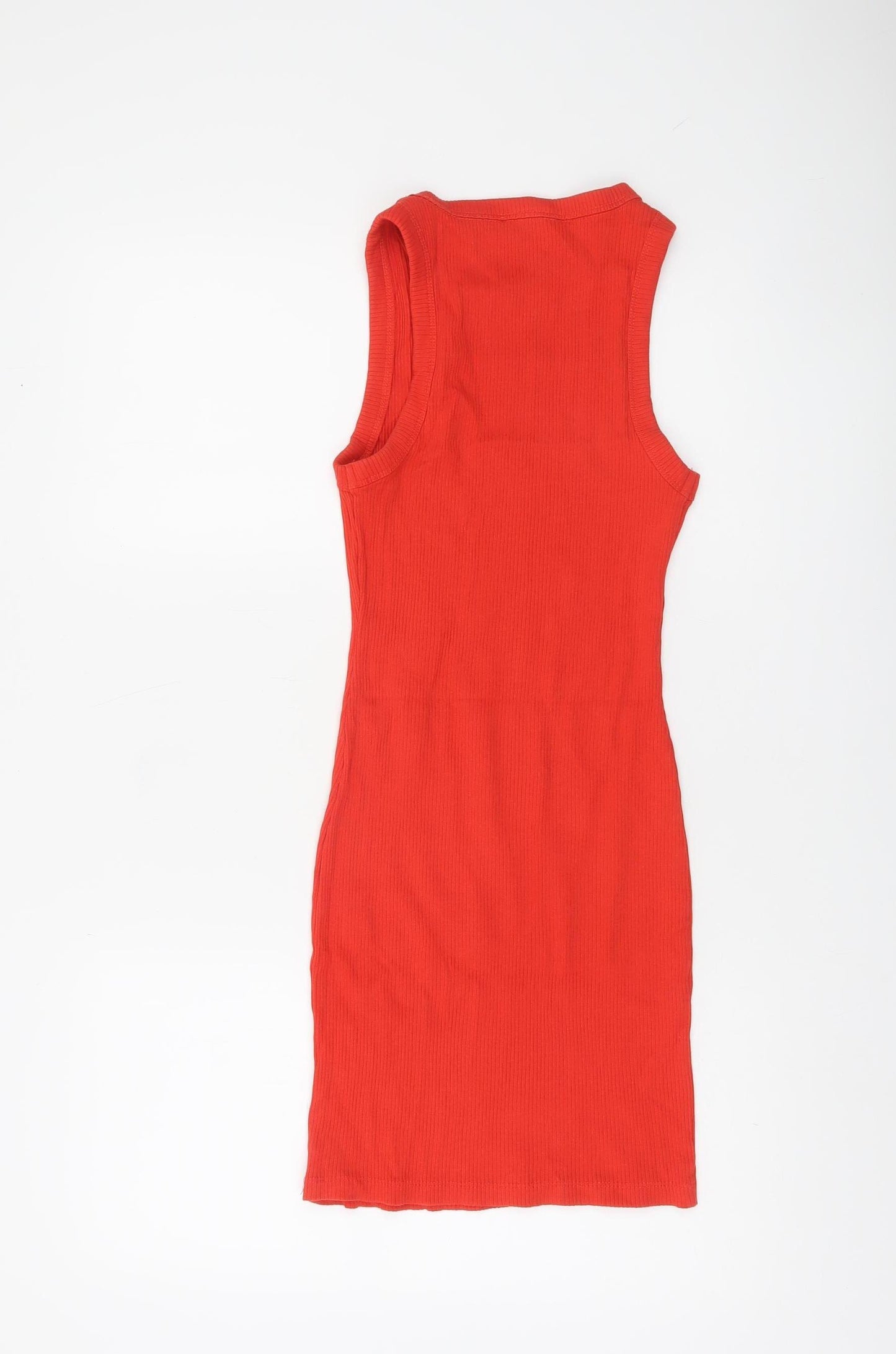 Bershka Women Red Sleeveless Bodycon Knit Mini Dress Size S