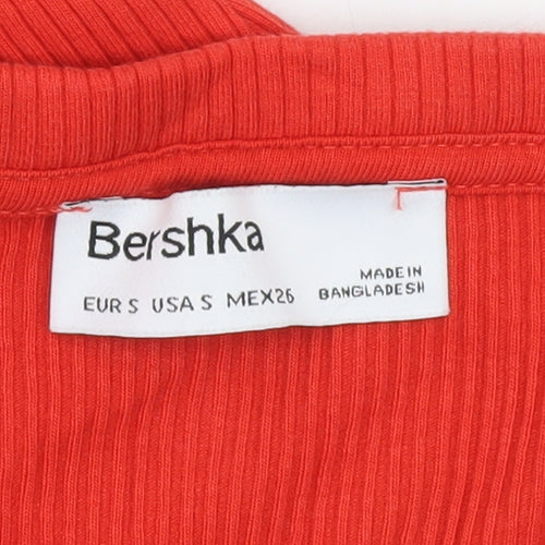 Bershka Women Red Sleeveless Bodycon Knit Mini Dress Size S