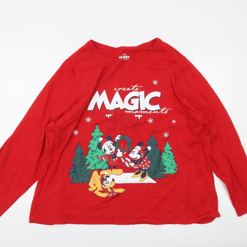 Primark Women’s Red Mickey & Friends Christmas 2XL Long Sleeve Pyjama Top