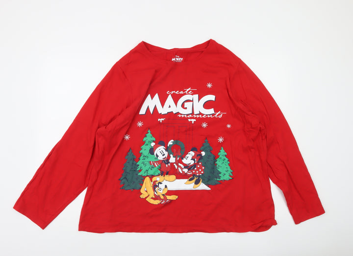 Primark Women’s Red Mickey & Friends Christmas 2XL Long Sleeve Pyjama Top