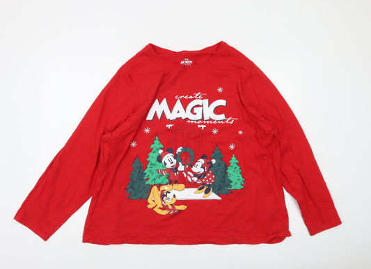 Primark Women’s Red Mickey & Friends Christmas 2XL Long Sleeve Pyjama Top
