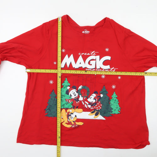 Primark Women’s Red Mickey & Friends Christmas 2XL Long Sleeve Pyjama Top