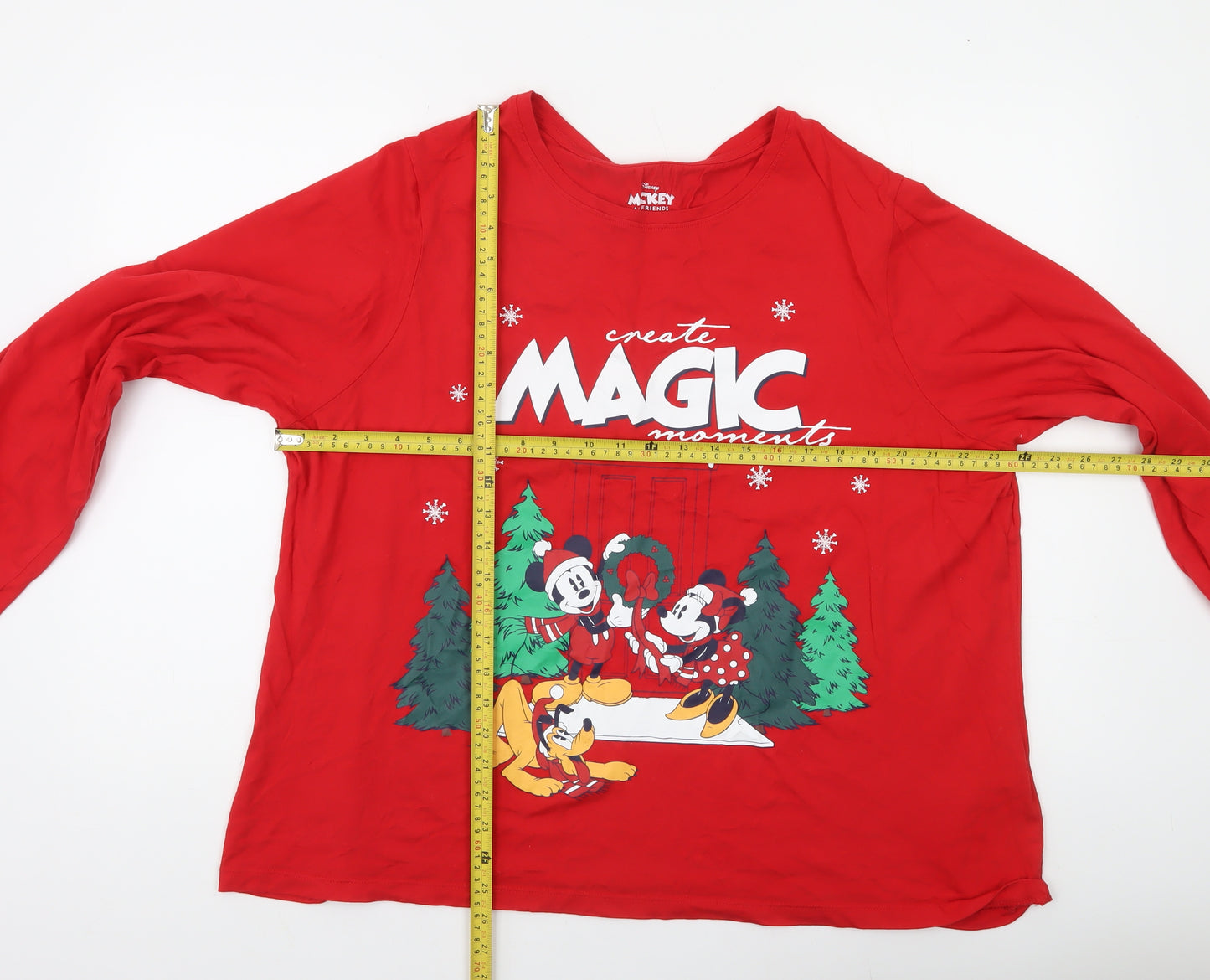 Primark Women’s Red Mickey & Friends Christmas 2XL Long Sleeve Pyjama Top