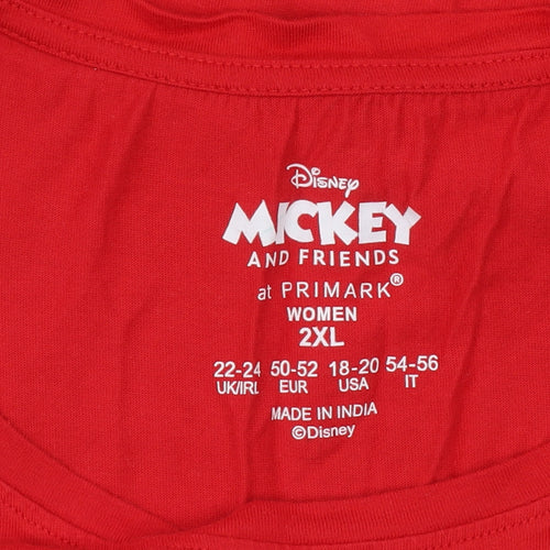 Primark Women’s Red Mickey & Friends Christmas 2XL Long Sleeve Pyjama Top