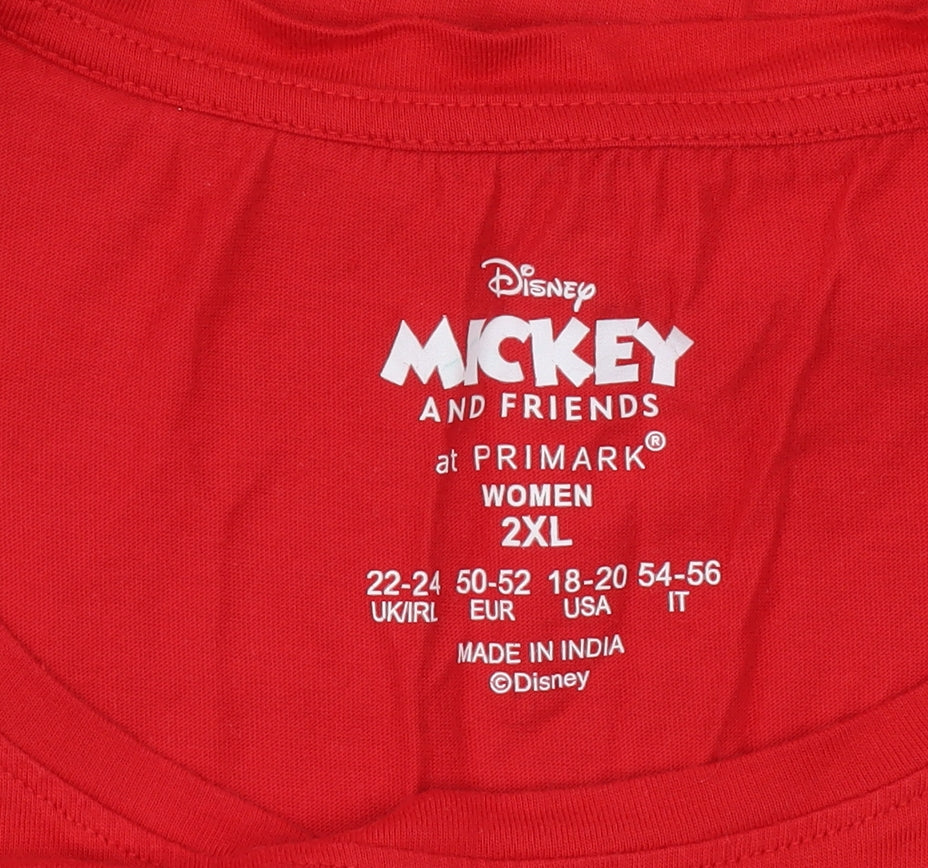 Primark Women’s Red Mickey & Friends Christmas 2XL Long Sleeve Pyjama Top