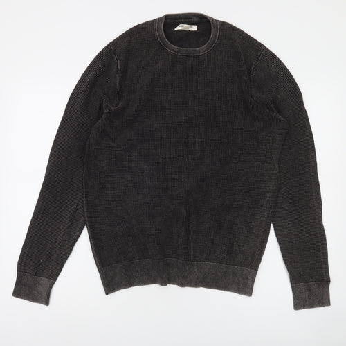 Goodthreads Men's Black Cotton Knit Crew Neck Pullover Sweatshirt M