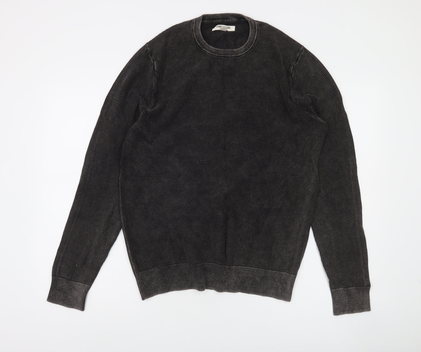 Goodthreads Men's Black Cotton Knit Crew Neck Pullover Sweatshirt M