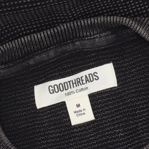 Goodthreads Men's Black Cotton Knit Crew Neck Pullover Sweatshirt M