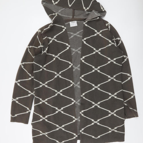 Vero Moda Women Grey Geometric Hooded Cardigan Size M