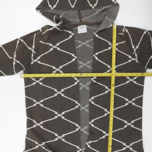 Vero Moda Women Grey Geometric Hooded Cardigan Size M