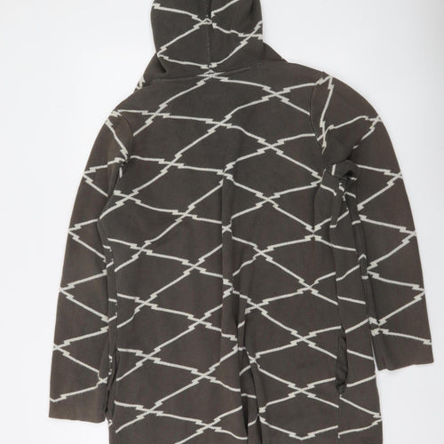 Vero Moda Women Grey Geometric Hooded Cardigan Size M
