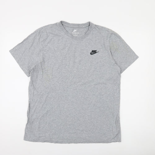 Nike Men's Grey Crew Neck Short Sleeve Cotton T-Shirt M