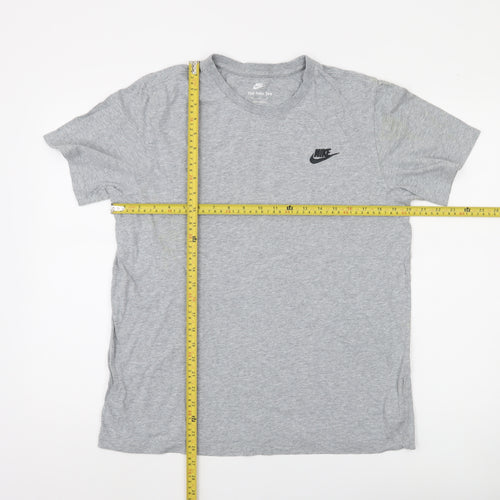 Nike Men's Grey Crew Neck Short Sleeve Cotton T-Shirt M
