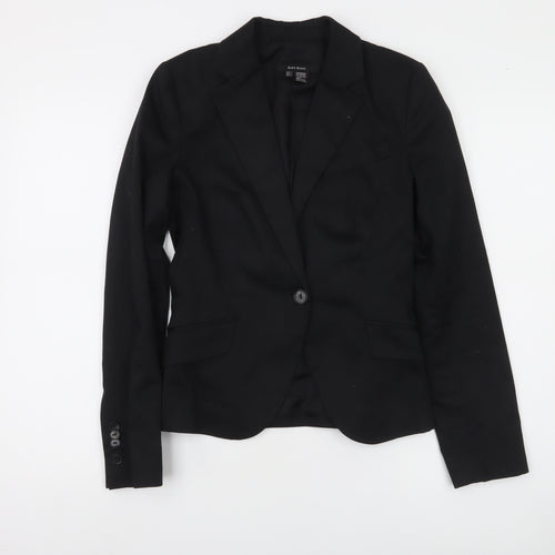 Zara Women's Black Cotton Stretch Blazer Jacket Size 8