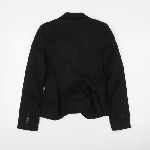 Zara Women's Black Cotton Stretch Blazer Jacket Size 8