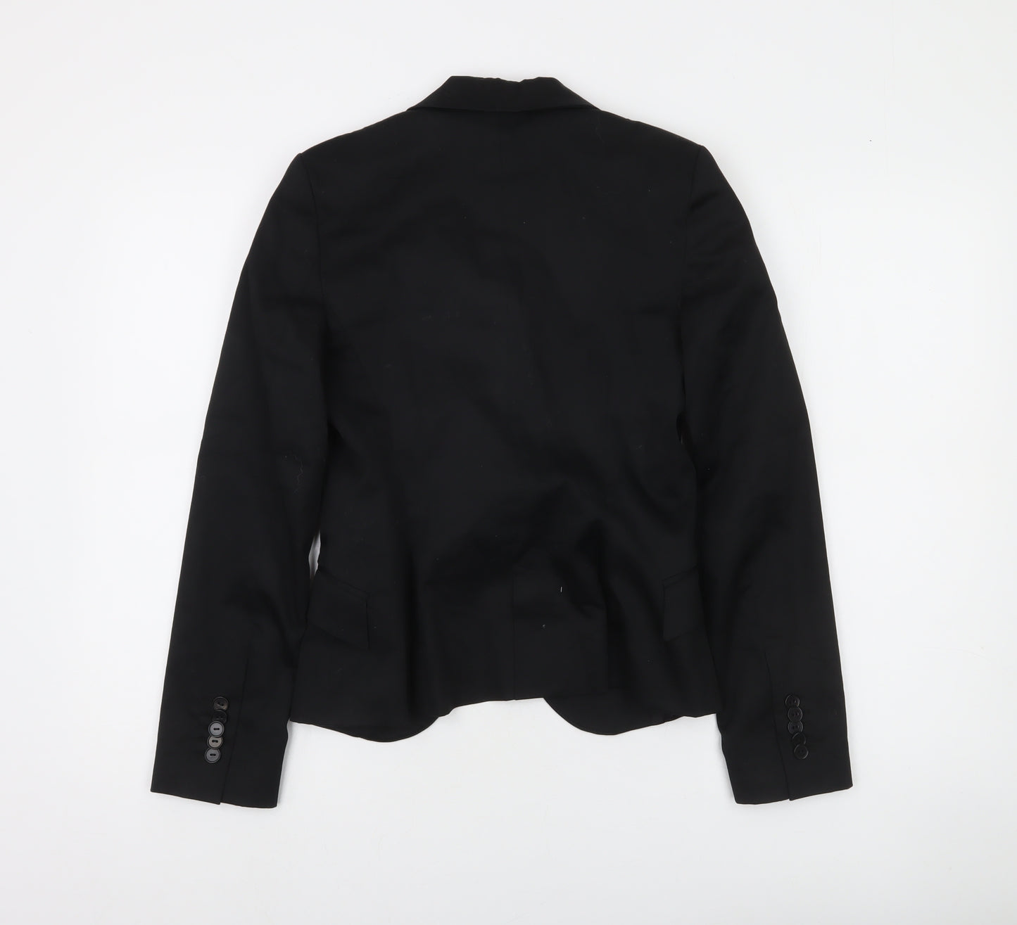 Zara Women's Black Cotton Stretch Blazer Jacket Size 8