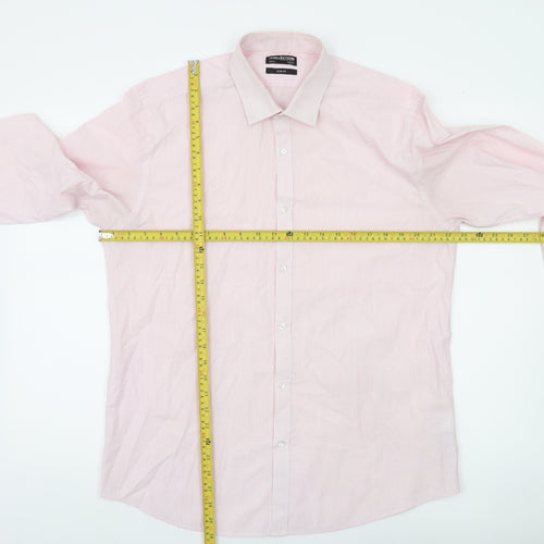 Debenhams Men's Pink Slim Fit Long Sleeve Striped Shirt 16.5in