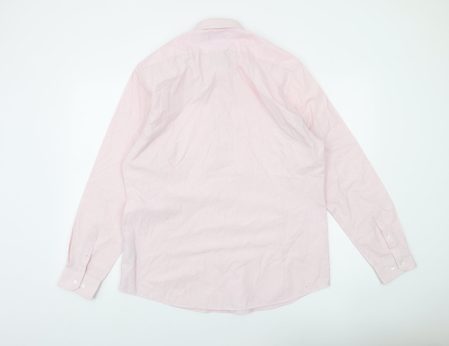 Debenhams Men's Pink Slim Fit Long Sleeve Striped Shirt 16.5in