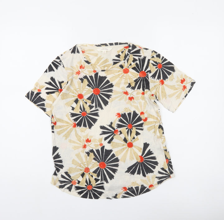 Marks and Spencer Per Una Women's Multicoloured Floral Linen Blend T-Shirt Size 8