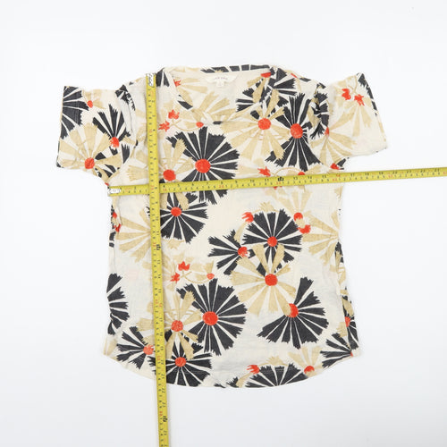 Marks and Spencer Per Una Women's Multicoloured Floral Linen Blend T-Shirt Size 8