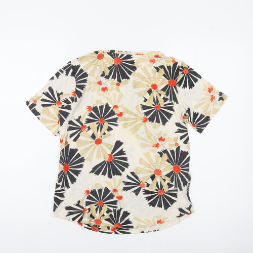 Marks and Spencer Per Una Women's Multicoloured Floral Linen Blend T-Shirt Size 8