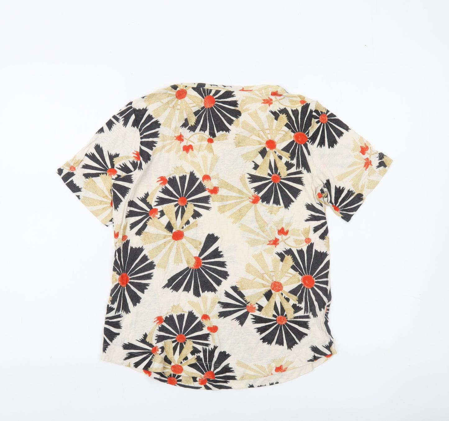 Marks and Spencer Per Una Women's Multicoloured Floral Linen Blend T-Shirt Size 8