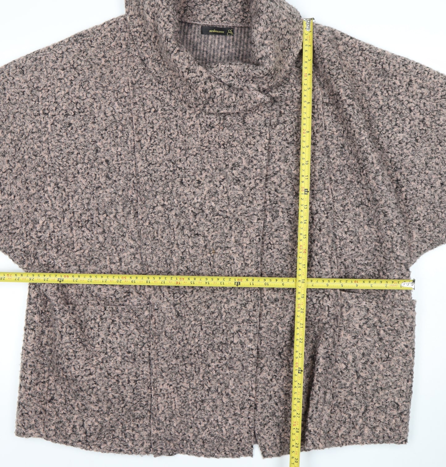 Steilmann Women’s Beige Knit Cape Coatigan Relaxed Fit Mid-Length Jacket Size M