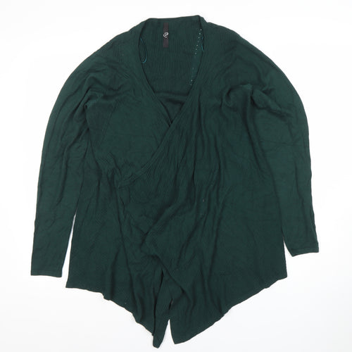 Evans Women's Green Wrap Knit Cardigan Size 14 Viscose Nylon Long Sleeve