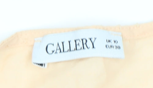 Gallery Women’s Beige Cotton Ruffle Long Sleeve Tunic Blouse UK 10