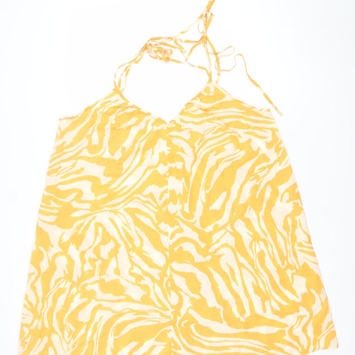 H&M Women’s Yellow Animal Print Viscose Slip Dress Size 12 Summer