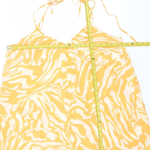 H&M Women’s Yellow Animal Print Viscose Slip Dress Size 12 Summer