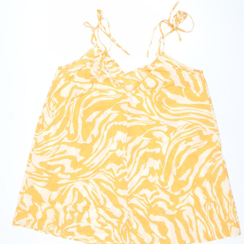 H&M Women’s Yellow Animal Print Viscose Slip Dress Size 12 Summer