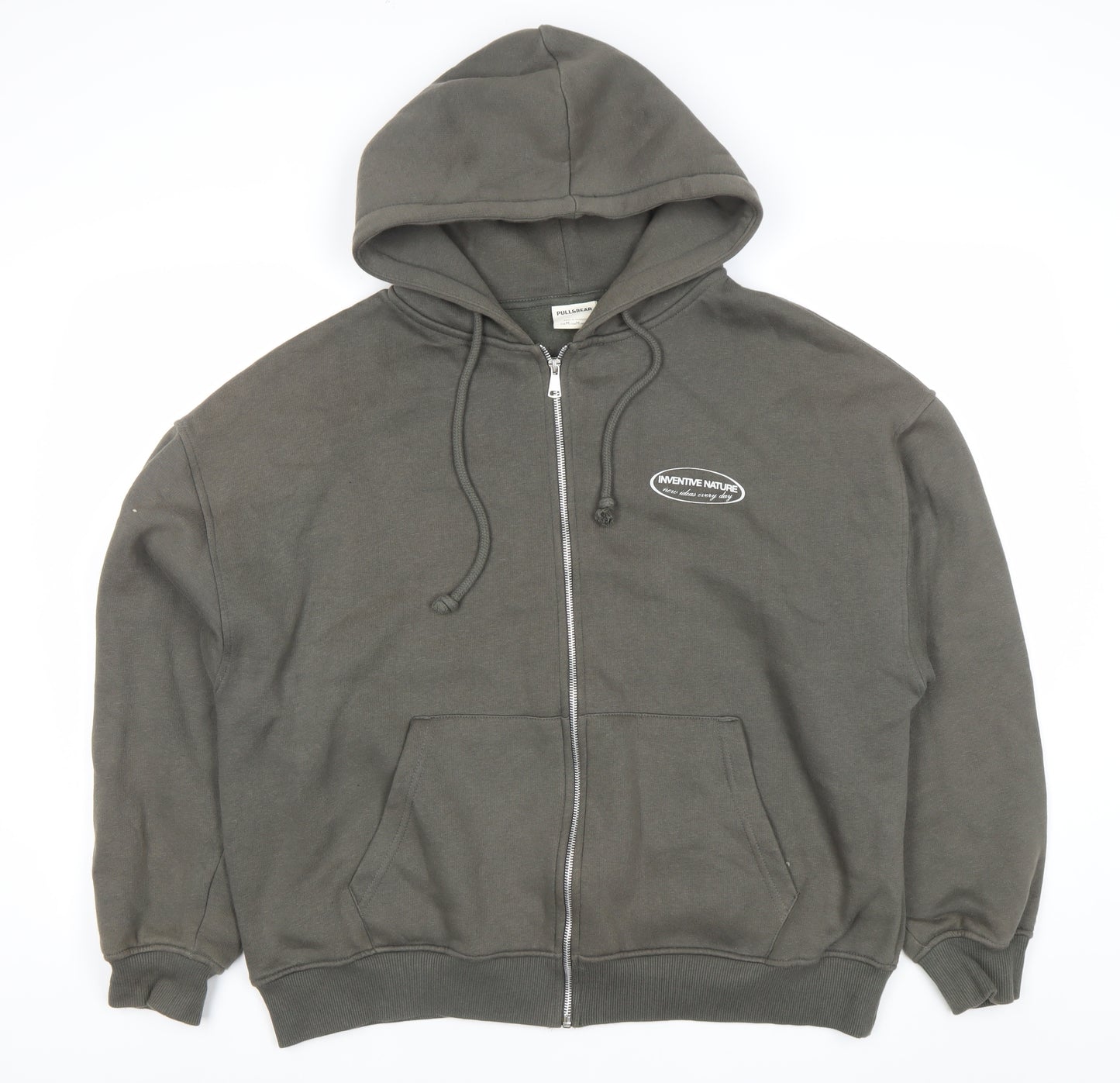 Pull&Bear Women's Grey Full Zip Hoodie Size 12 Cotton Blend