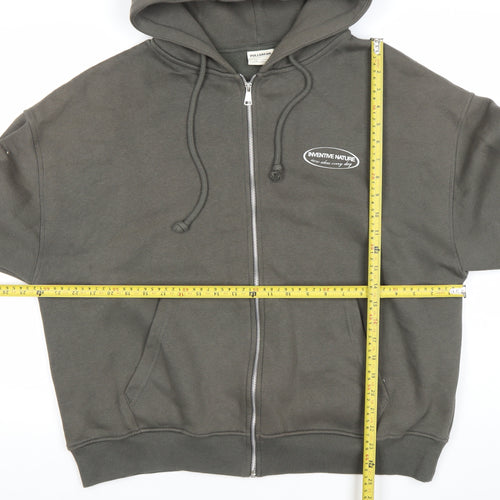 Pull&Bear Women's Grey Full Zip Hoodie Size 12 Cotton Blend