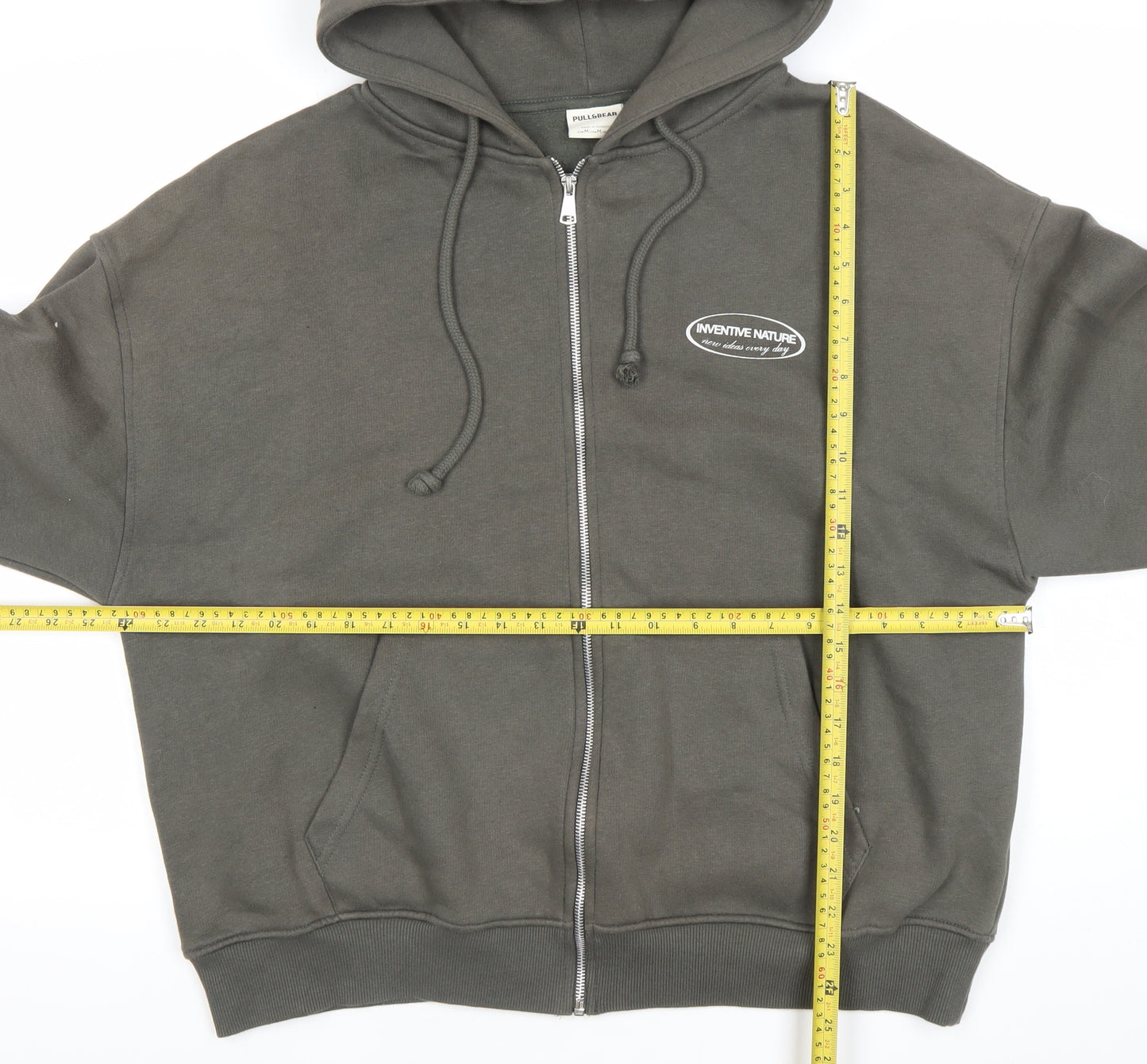 Pull&Bear Women's Grey Full Zip Hoodie Size 12 Cotton Blend