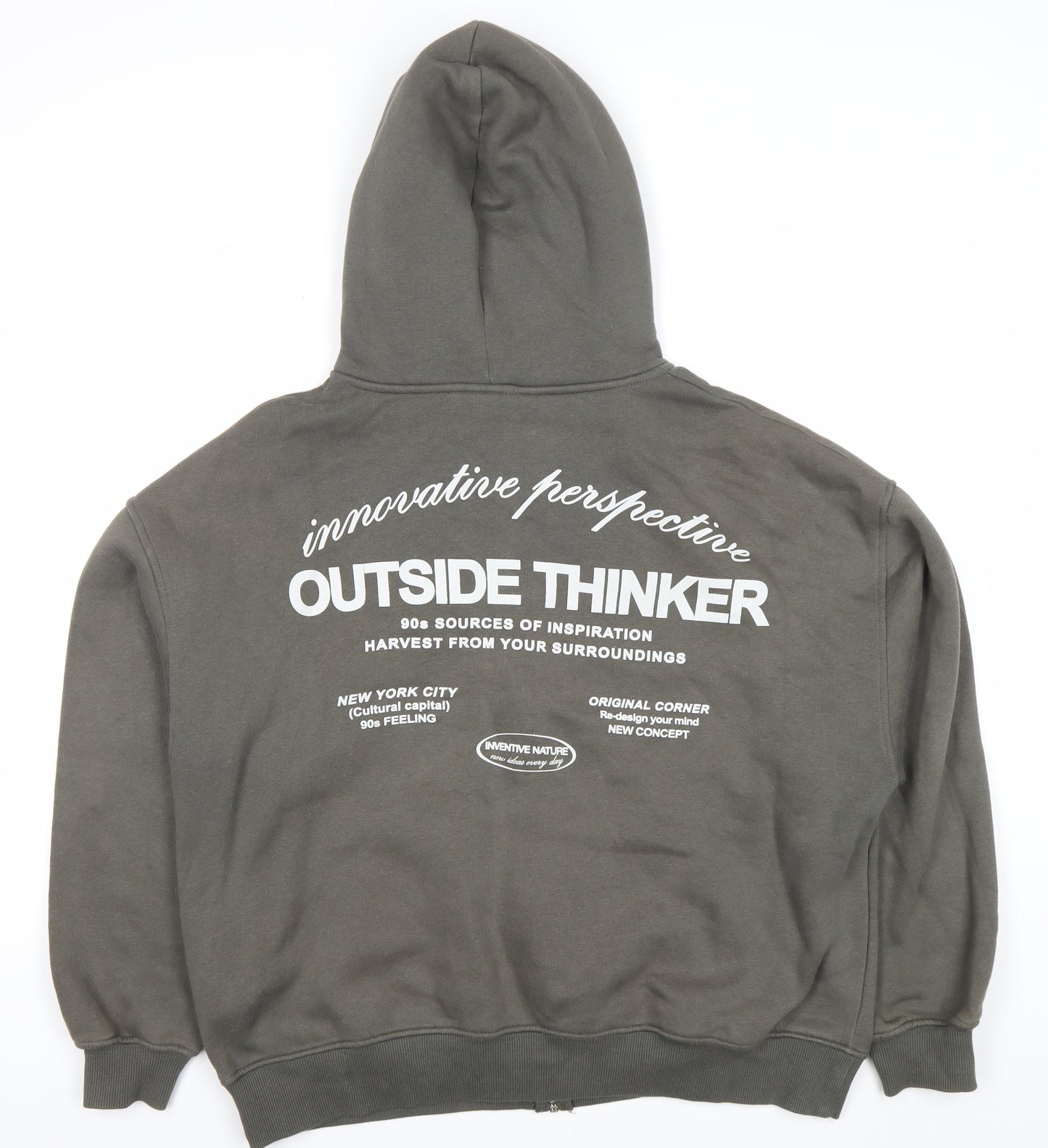 Pull&Bear Women's Grey Full Zip Hoodie Size 12 Cotton Blend