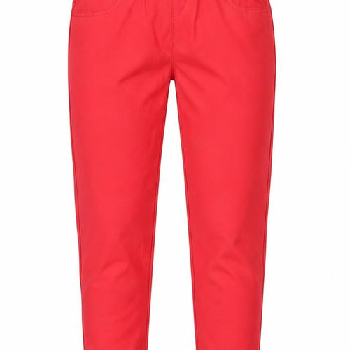 Freequent Womens Red Cropped Slim Jeans Size S Elastic Waist