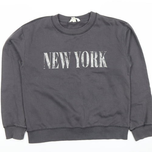 H&M Womens Grey New York Pullover Sweatshirt XS Cotton Blend