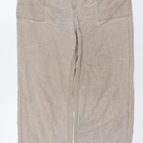 Dunnes Women’s Beige Cargo Trousers M Relaxed Fit Lyocell Cotton