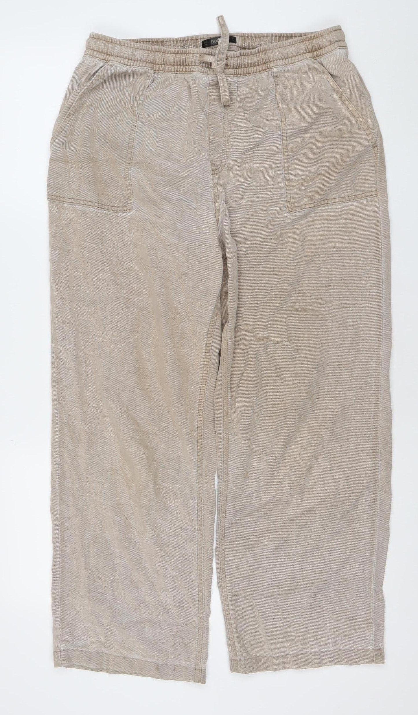 Dunnes Women’s Beige Cargo Trousers M Relaxed Fit Lyocell Cotton