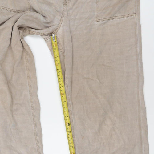 Dunnes Women’s Beige Cargo Trousers M Relaxed Fit Lyocell Cotton