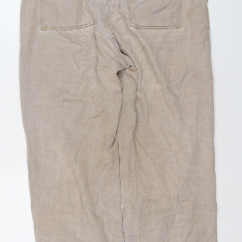 Dunnes Women’s Beige Cargo Trousers M Relaxed Fit Lyocell Cotton