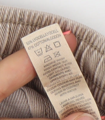 Dunnes Women’s Beige Cargo Trousers M Relaxed Fit Lyocell Cotton