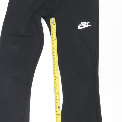 Nike Girls Black Ankle Leggings S Slim Fit Activewear Stretch Trousers