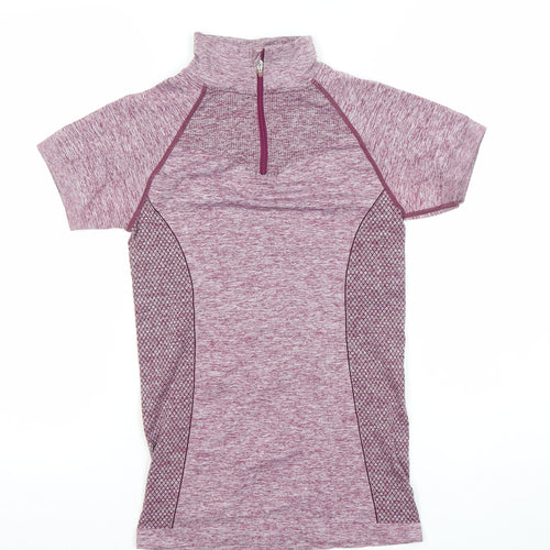 Crane Women’s Purple Short Sleeve 1/4 Zip Athletic T-Shirt Size S