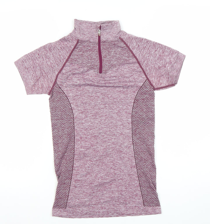 Crane Women’s Purple Short Sleeve 1/4 Zip Athletic T-Shirt Size S